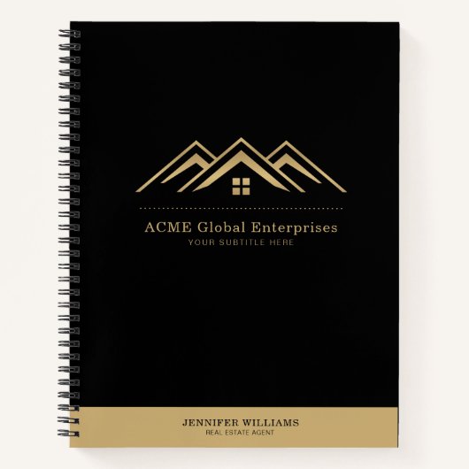 モダン実在不動産仲介業者のロゴ ノートブック (正面)