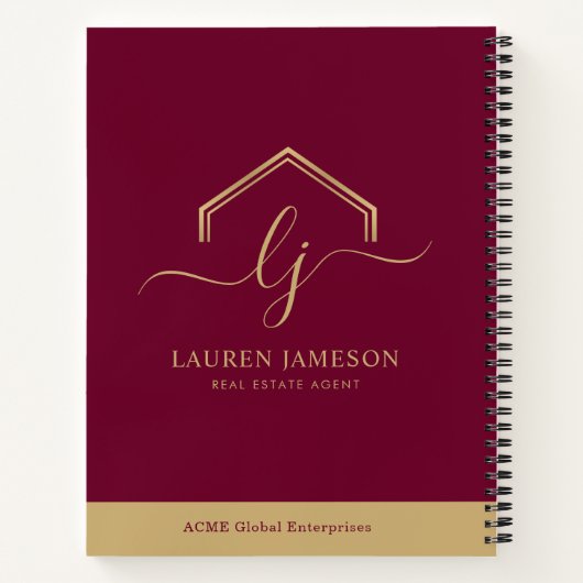 モダン実在不動産仲介業者のロゴ ノートブック (裏面)