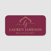 モダン実在不動産仲介業者のロゴ 名札 (正面)