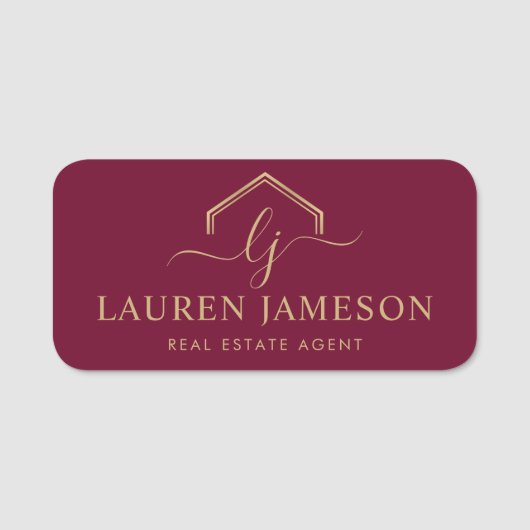 モダン実在不動産仲介業者のロゴ 名札 (正面)