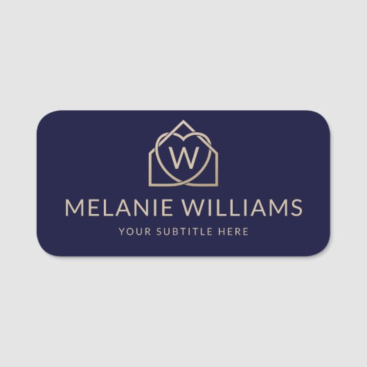 モダン実在不動産仲介業者のロゴ 名札 (正面)