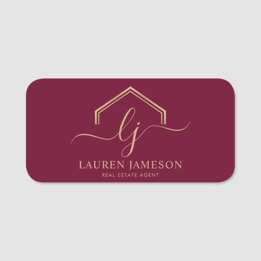 モダン実在不動産仲介業者のロゴ 名札 (正面)