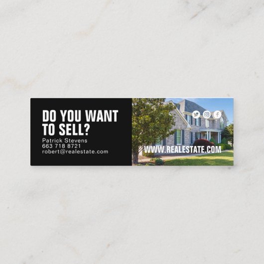 モダン実在住宅写真プロフェッショナル不動産仲介業者 スキニー名刺 (裏面)