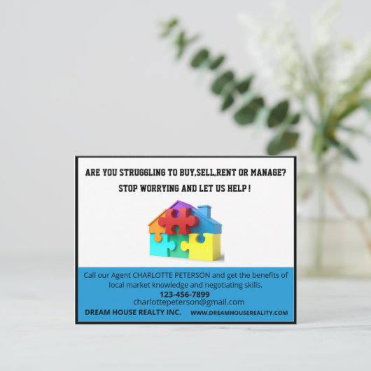 モダン実在財産マーケティングダイレクトメール ポストカード (スタンド正面)