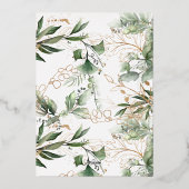 モダン実在金ゴールドユーカリリース結婚ズ 箔招待状 (裏面)