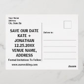 モダン実在金ゴールド日付ホイルはがきを保存 箔招待状ポストカード (裏面)