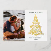 モダン実在金ゴールド |写真幸せ 箔シーズンカード (正面)