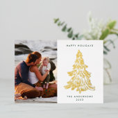 モダン実在金ゴールド |写真幸せ 箔シーズンカード (立ち正面)