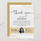 モダン実在金ゴールドEstate Agent写真サンキューカード 招待状 (正面/裏面)