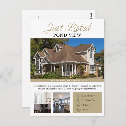 モダン実在Esateリストのチラシ ポストカード (正面/裏面)