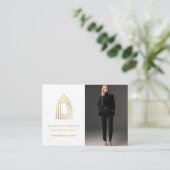 モダン実在Estate Agent不動産仲介業者ロゴ写真金ゴールド 名刺 (スタンド正面)