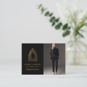 モダン実在Estate Agent不動産仲介業者ロゴ写真金ゴールド 名刺 (スタンド正面)