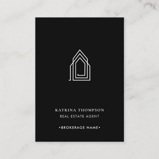 モダン実在Estate Agent不動産仲介業者ロゴ白黒 名刺 (正面)