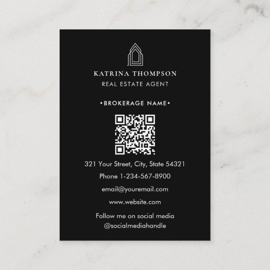 モダン実在Estate Agent不動産仲介業者ロゴ白黒 名刺 (裏面)