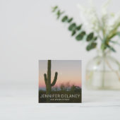 モダン実在Estate Agent Saguaro Sunset Photo スクエア名刺 (スタンド正面)