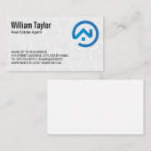 モダン実在Estate Blue Logo | ダマスクパターン 名刺 (正面/裏面)