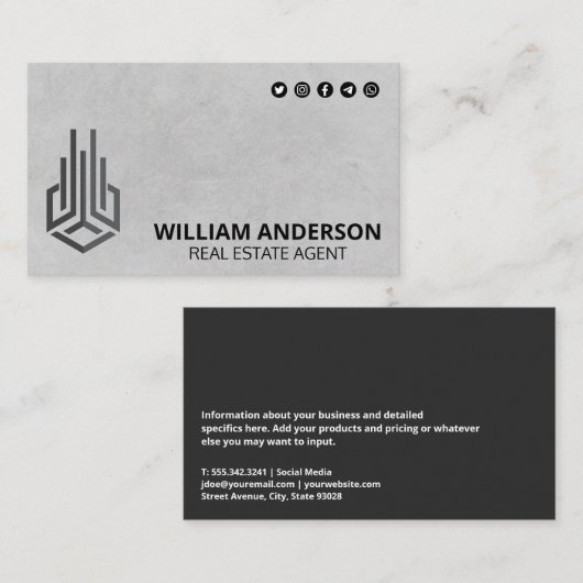 モダン実在Estate Logo | ソーシャルメディアのアイコン 名刺 (正面/裏面)