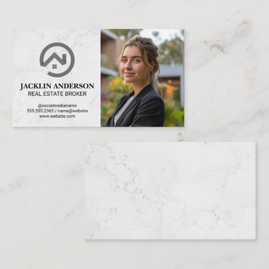 モダン実在Estate Logo | ビジネスウーマン 名刺 (正面/裏面)