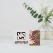 モダン実在Estate Logo |モノグラム |手渡し鍵 名刺 (スタンド正面)