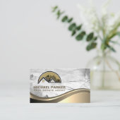 モダン実在Estate Logo |大理石 名刺 (スタンド正面)