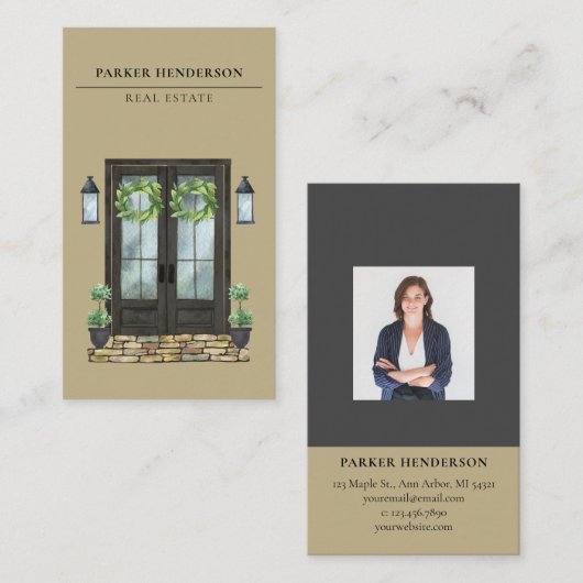 モダン実在Estate Photo Business Card 名刺 (正面/裏面)