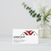 モダン実在Estate Roof Logo | プロパティ 名刺 (スタンド正面)