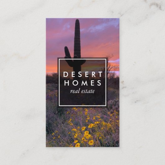 モダン実在Estate Saguaro Sunset Desert写真 名刺 (正面)
