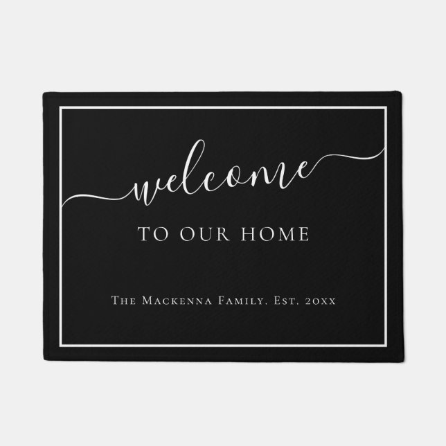 モダン家パーソナライズされた名カスタム ドアマット (正面)