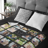 モダン家族の写真の白黒モノグラムの フリースブランケット