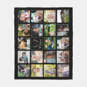 モダン家族の写真の白黒モノグラムの フリースブランケット (正面)