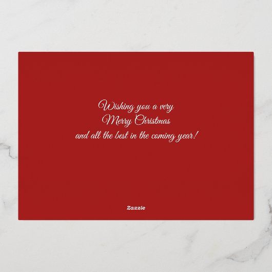 モダン家族エレガント写真メリークリスマス 箔シーズンカード (裏面)