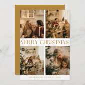 モダン家族エレガント写真金ゴールドミニマルクリスマス シーズンカード (正面/裏面)