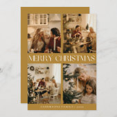 モダン家族エレガント写真金ゴールドミニマルクリスマス シーズンカード (正面/裏面)