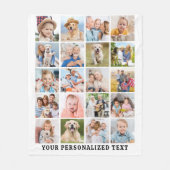 モダン家族パーソナライズされたかわいい20枚コラージュ フリースブランケット (正面)