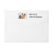 モダン家族ミニマル写真ダークグリーンのクリスマス ラップアラウンドラベル (裏面)