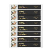 モダン家族ミニマル写真ブラッククリスマスラップ ラップアラウンドラベル (シート)