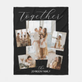 モダン家族数々のの写真黒 フリースブランケット (正面)