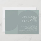 モダン審美幾何学ほこりティール(緑がかった色)結婚ズ 招待状 (正面)