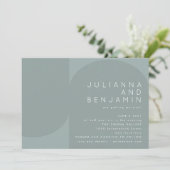 モダン審美幾何学ほこりティール(緑がかった色)結婚ズ 招待状 (スタンド正面)