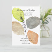 モダン審美的な水の色の地球の色のディナー 招待状 (スタンド正面)