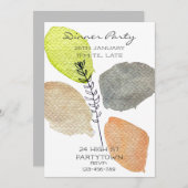 モダン審美的な水の色の地球の色のディナー 招待状 (正面/裏面)