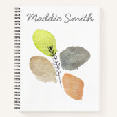 モダン審美的な水彩葉 ノートブック (正面)