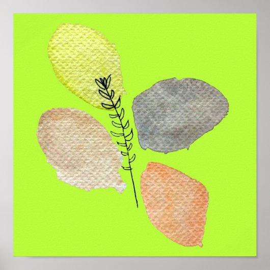 モダン審美的な水彩葉 ポスター (正面)