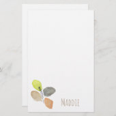 モダン審美的な水彩葉 便箋 (正面/裏面)