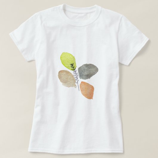 モダン審美的な水彩葉 Tシャツ (デザイン正面)