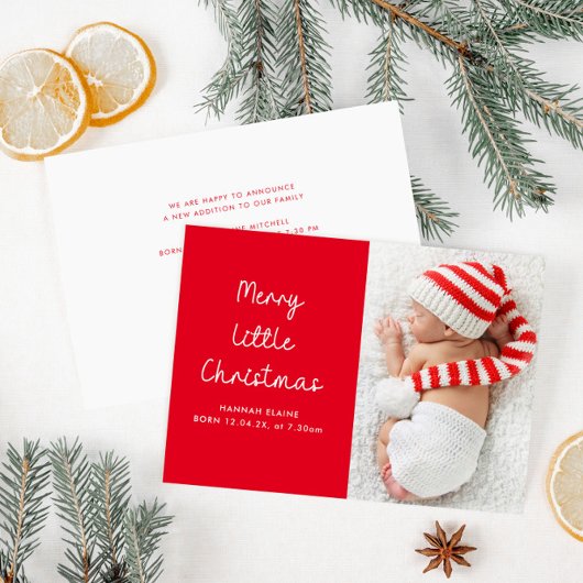 モダン小さなクリスマス写真の誕生発表 シーズンカード