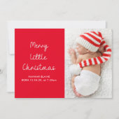 モダン小さなクリスマス写真の誕生発表 シーズンカード (正面)