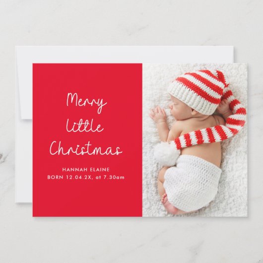 モダン小さなクリスマス写真の誕生発表 シーズンカード (正面)