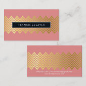 モダン山模様トレンディーシンプル金ゴールドサンゴ 名刺 (正面/裏面)
