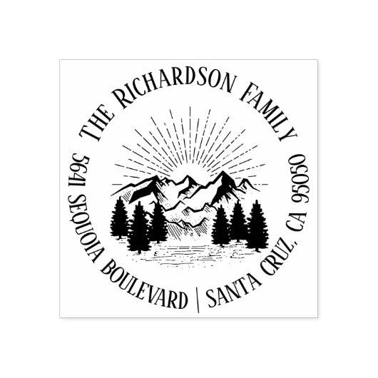 モダン山素朴家名差出人住所 ラバースタンプ (インプリント)